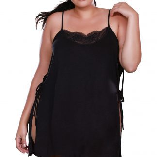 SO Dreamgirl Black Plus Size Soft Spandex Jersey Toga Chemise 11611X