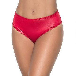 SO Mapale Red High Waist Wet Look Ruched Back Panty 3038