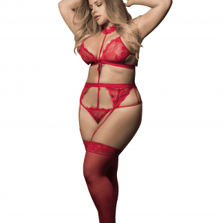 SO Mapale Red Plus Size Harness Teddy with Garters 8277X