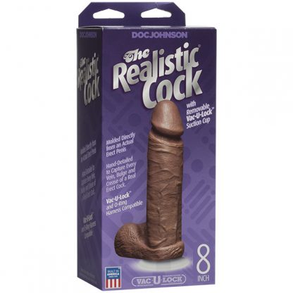 The Realistic Cock 8 Inch Dildo Flesh Brown - Image 3