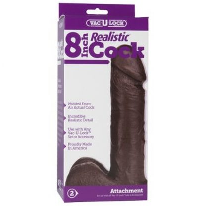 VacULock 8 Inch Realistic Dildo Attachment Black - Image 3