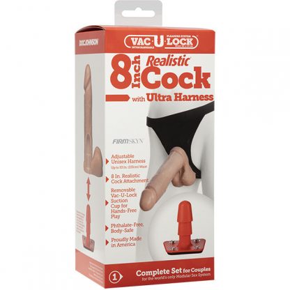 VacULock 8 Inch Realistic Cock With Ultra Harness - Image 4