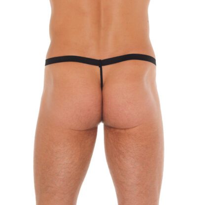 Mens Black G-String With Leopard Print Pouch - Image 2