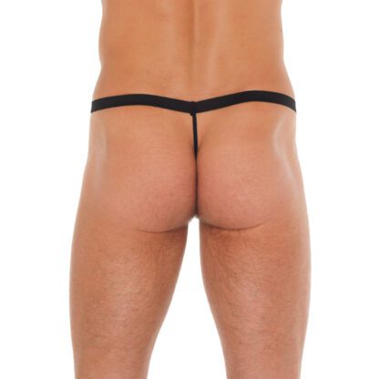 Mens Black G-String With Pink Pouch - Image 2