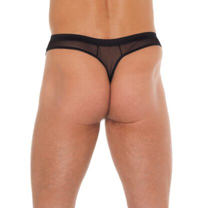 Mens Black G-String With Penis Sleeve - Image 2