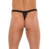 Mens Black G-String With Black Straps To Animal Print Pouch - Image 2