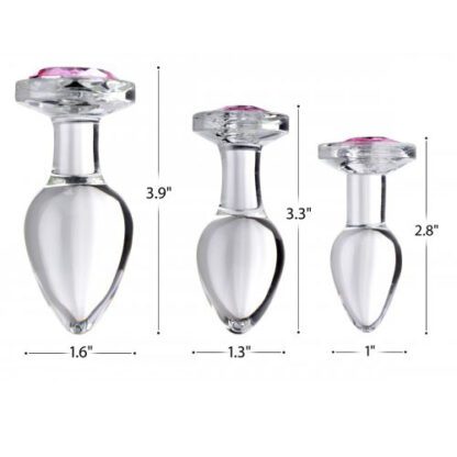 Pink Gem Glass Anal Plug Set - Image 3
