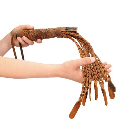 Pain Medieval Braided 15 Inch Italian Leather Whip - Image 2